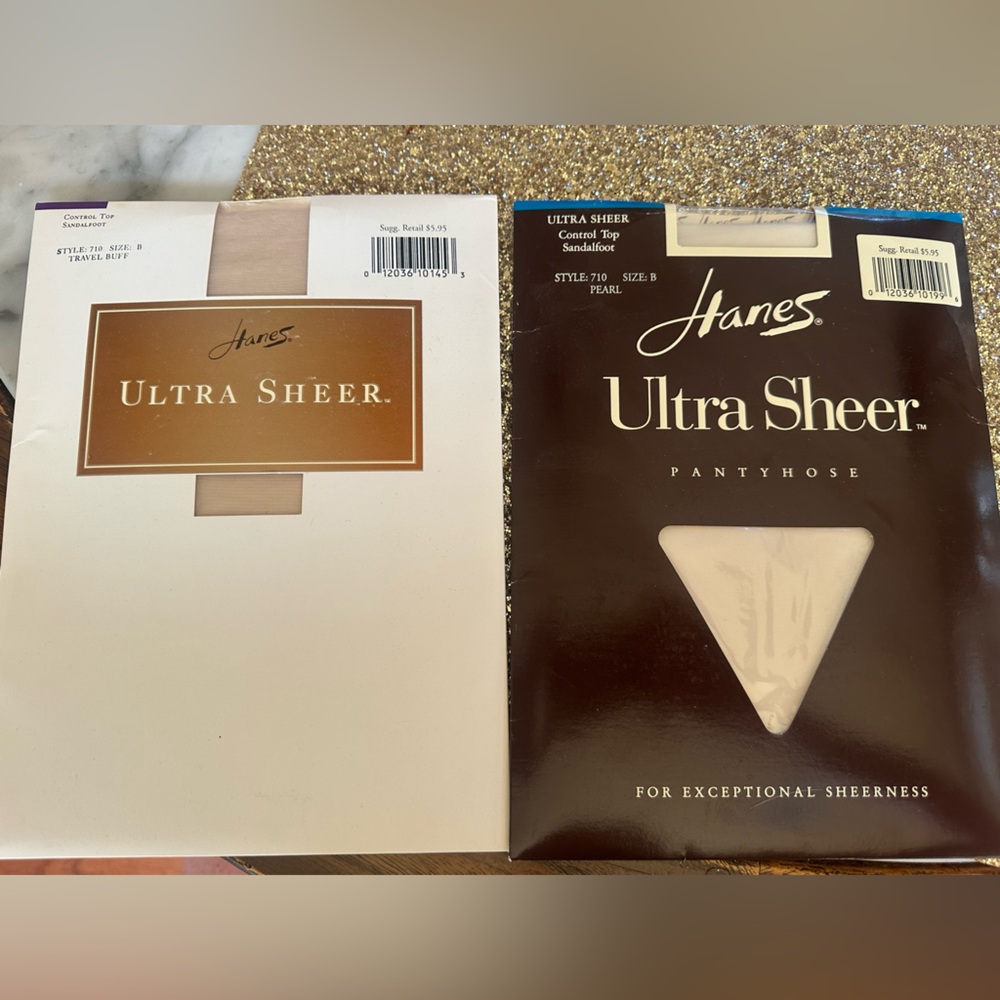 Hanes Ultra Sheer Pantyhose Style 710 in Pearl Tone and Travel buff size B NWT